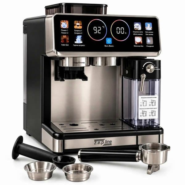 Кавоварка Zepline ZP-6811, 1500 Вт, чорна, тиск 20 бар, кавомолка в комплекті ZP-6811 фото