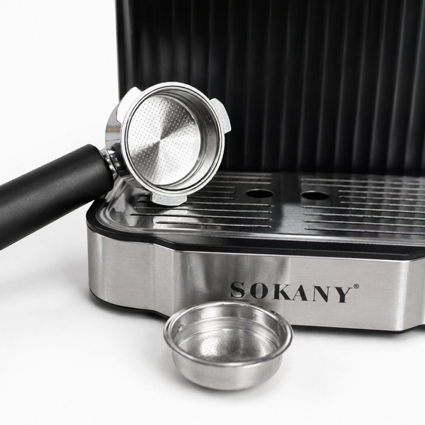 Ріжкова кавоварка еспресо Sokany SK-04025 20 бар з капучинатором, 1.8 л + ПОДАРУНОК: Кава мелена арабіка 250 г SK-04025 фото